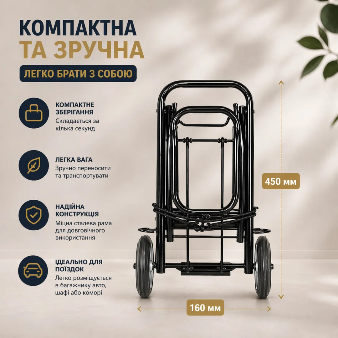 Продумані характеристики: ручка, замок, платформа, колеса